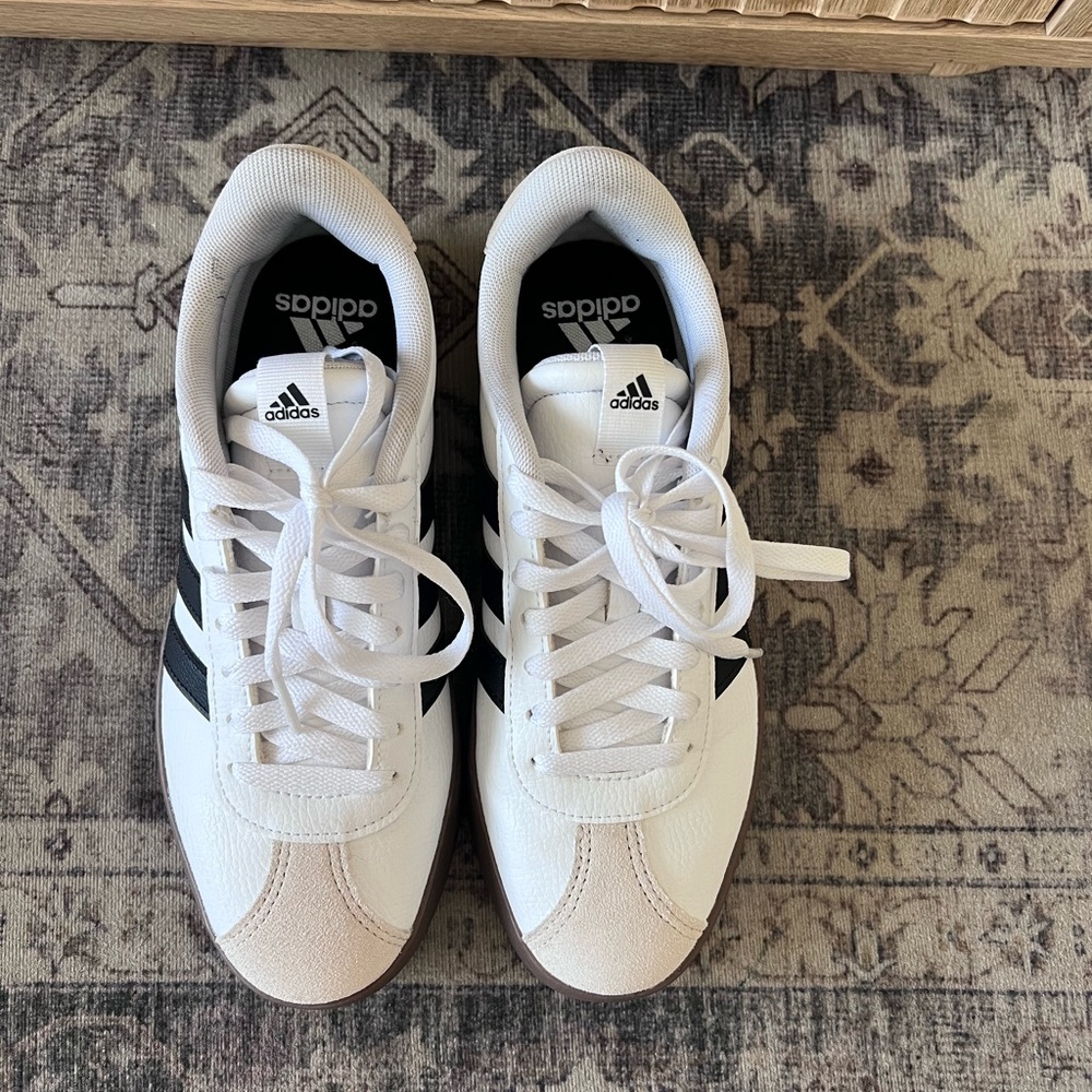 Adidas White & Black Classic Leather Sneakers